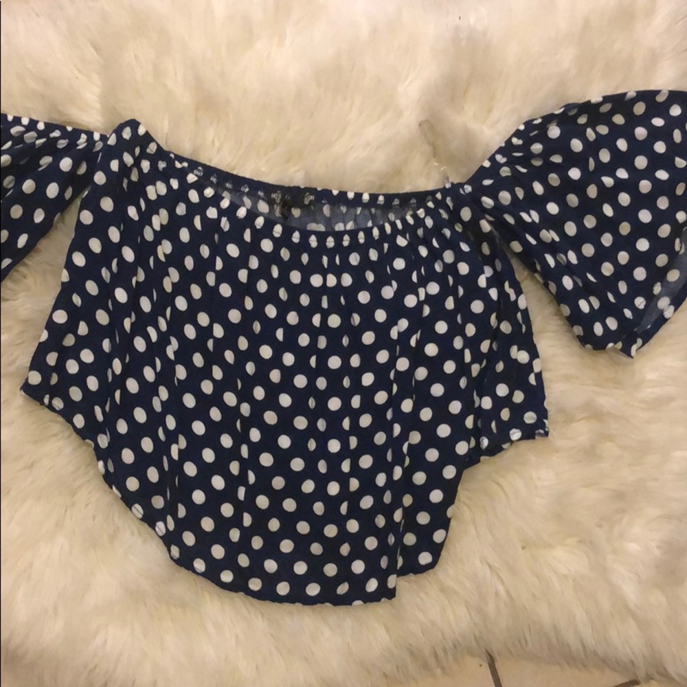 Navy blue polka dot crop top